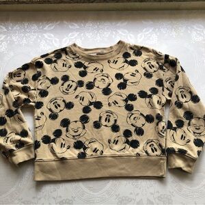 Gap Kids Disney Allover Print Mickey Mouse Tan/Black Sweatshirt Kids Size L